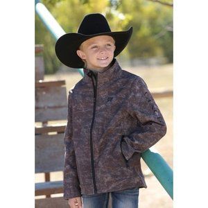 Cinch Boys XXL 16-18 Brown Printed Long Sleeves Full Zip Bonded Jacket Pockets